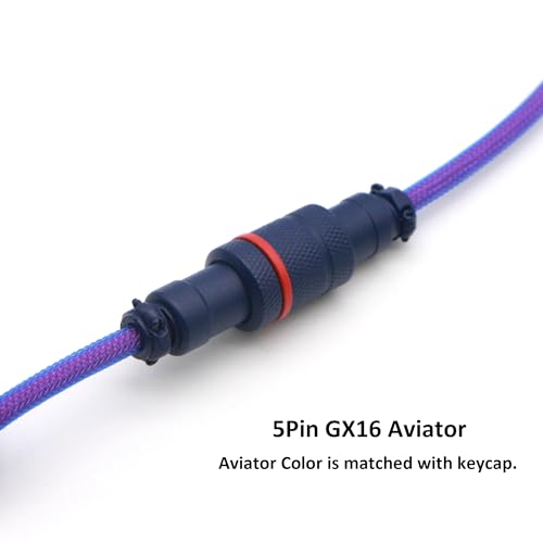 Reverse Coiled USB-C Keyboard Cable, Double-Sleeved Mechanical Keyboard Cable with Detachable Metal Aviator, 5FT USB-C to USB-A (Laser) - Image 7