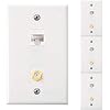 4 Pack Ethernet Coax Wall Plates, Cat6 Coax Wall Plate with Ethernet Port and Gold-Plated TV Coaxial Cable F-Type Port(White)