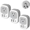 TESSAN US to UK Plug Adapter, Type‑G Adaptor 3‑Pack