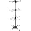 3 Tier 28.3 x 11.8 Inch Rotating Display Stand, Earring Display Rack, Black Metal Retail Display Stand with Hooks for Necklace, Bracelet, Earrings, and Keychains, Adjustable Height