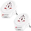 SKROSS World to Europe USB Travel Adapter 2-Pack - Swiss Plug Adapter for European Outlets, 16A / 4000W, 100-250V, USB Charging, Child Safe, White