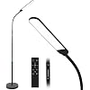 NXONE Led Floor Lamp,Modern Reading Adjustable Standing Height 4 Colors and Stepless Brightness Work Lamp for Living Room Bedroom Reading, Black