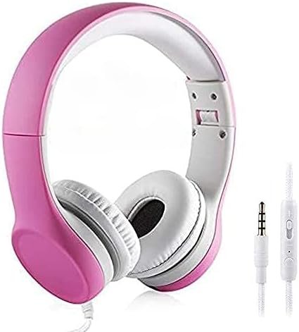 Kids Headphones with Cord, Toddler Headphones with Sharing Function, 85dB/93dB Safe Volume Limit, for Toddler Children Baby Boys Girls On-line Study, School, Travel use (Pink)