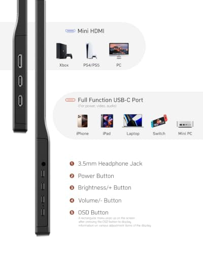 Yxk Portable Monitor 15.6 Inch 1080P 60Hz IPS HDR Ul | Computer Access - Image 7