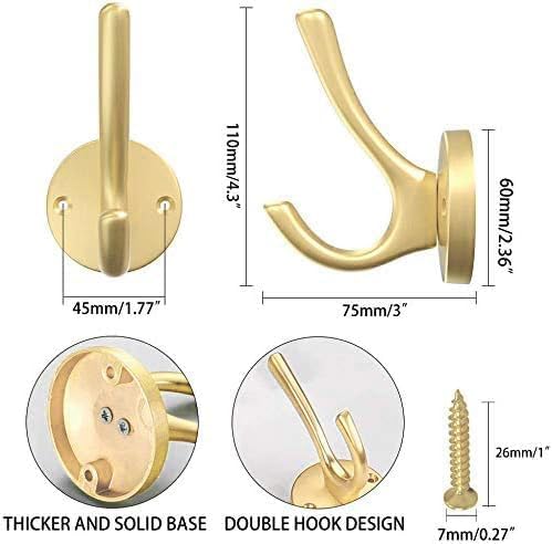 ZUONAI Gold Coat Hooks for Wall Decorative 8 Pack Heavy Duty Metal Hooks for Hanging Coats and Hat Hooks Wall Mounted Towel Hooks for Bathrooms