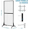 2-Pack Gridwall Panel Display Stand, 2'x5.5' Heavy Duty Floor Standing Rack with Detachable Girdwall, Movable Silent Wheel, Easy to Transport, Ideal for Retail & Craft Fairs