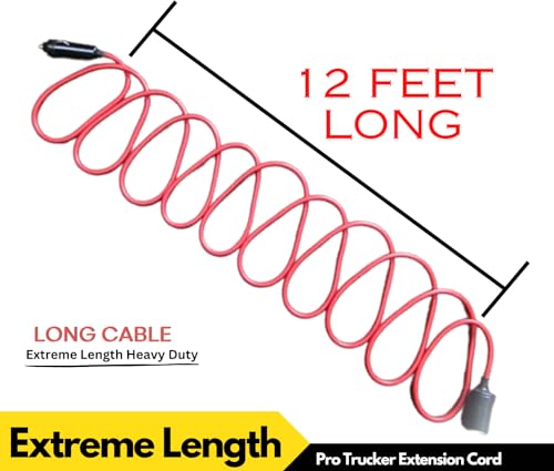 12 Foot Heavy Duty 12 Volt Cigarette Lighter Plug Extension Cord