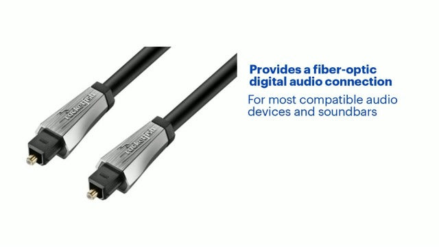 Rocketfish Toslink Optical Audio Cable - Fiber Optic Audio Cable for Home Theater & Sound System - Durable Cable Cord for Quality Audio - Black Optical Cable for TV & Soundbar - 4'