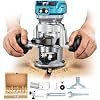 DIYTOOLIFZ Cordless Compact Router Compatible with Ma-kita Battery(Tool Only), with Double-Handle Router Fixed Base,800W 30000 RPM Brushless Wood Router, 15 Router Bits