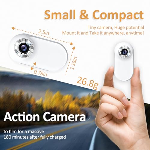 1080P Dog & Cat Camera Collar with 64GB Card, Mini Wearable POV Camera for Humans, Wireless Pet Cam for Video/Photo, Portable Sport Action Camera with Multi-Mount Accessories for Vlogging & Pets