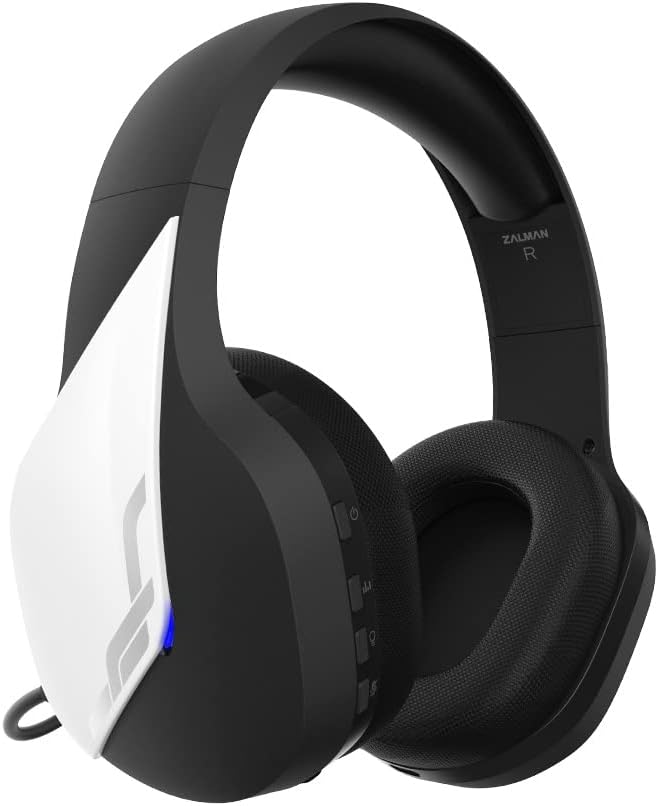 Zalman HPS700 Archer, Wireless Headset with Gaming, Music, Live Sound Modes, LED Indicator, Detachable Microphone, USB-C to A Charging Cable (White)…