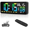 XREXS 12.2 Inch Digital Wall Clock WiFi Sync with Seconds & Remote Control