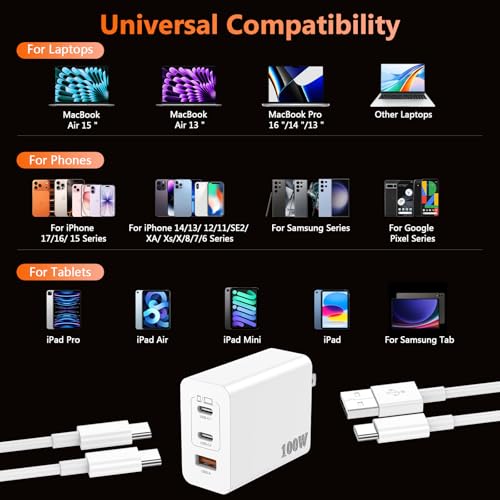 Super Fast Charger Type C 100W USB C Charger with C-C & A-C Cables - Image 7