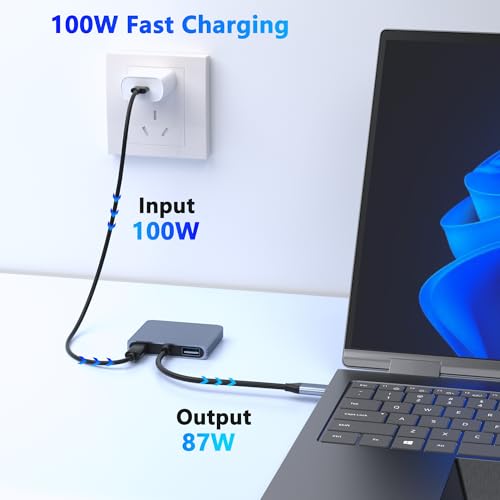 USB C to DisplayPort and HDMI Adapter 4-in-1 with 100W PD & USB 3.0 Support Splitter Extended Display for Type C Devices, MacOS Only Mirrors Same Screen(SST), Windows Extend Two Different Screen - Image 7