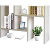 J.M.Deco Desktop Organizers and Storage for Office, Adjustable Desk Organizer Shelf Double H Display, True Natural Stand Shelves, Desktop Organizer White Wood Tone