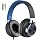 AC01 Over-Ear Headphones Wired with Mic Volume Control, Black Blue
