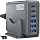 165W Charging Station, 6 Port Desktop Charger, 3 Ports 40W Grey