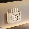 Router Wall Mount, Perforated Ventilated Modem Shelf Router Storage Box with Antenna Slots, No-Drill Router Hider for WiFi Router, Modem and Cable Management(11.8in)