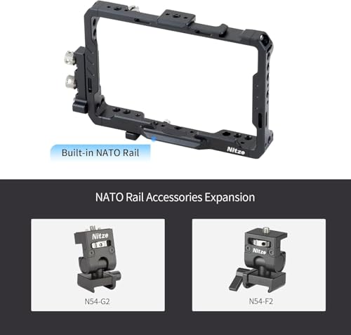 Monitor Cage for Blackmagic Video Assist 5" 12G / 3G, Nitze Cage with HDMI and USB-C Cable Clamps