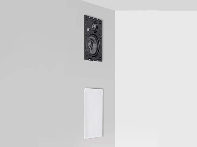 Monoprice 3-Way Carbon Fiber In Wall Speakers - 8-Inch, Pair, With Paintable Magnetic Grille, Black - Alpha Series