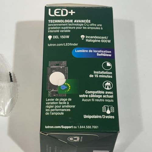 Lutron Dalia LED+ Single-Pole/3-Way White Illuminated LED Rotary Light Dimmer