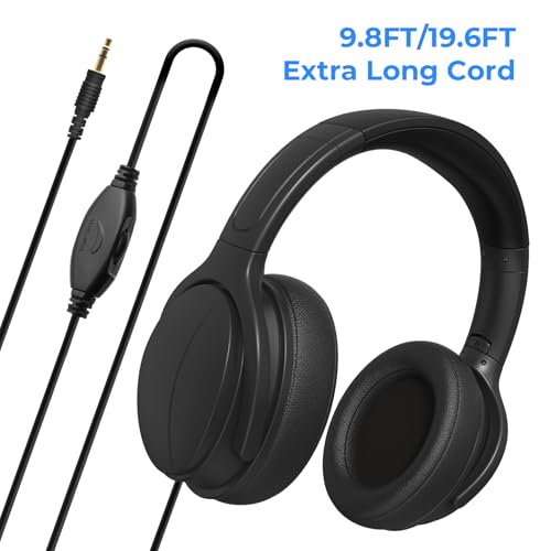 Extra Long Cord TV Headphones with Volume Control for Seniors