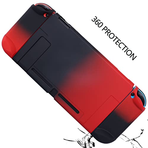COMCOOL Dockable Case for Nintendo Switch 3 in 1 Protective Cover Case for Nintendo Switch and Joy-Con Controller with Screen Protector - Red Black