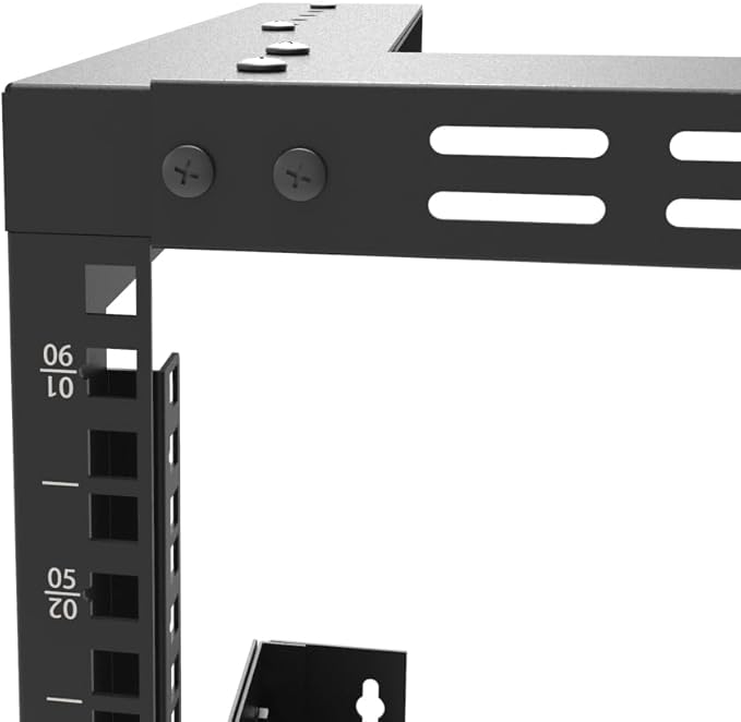 JINGCHENGMEI 6U Wall Mount Rack- 19 Inch Vented Server Rack Open Frame Bracket for AV, IT, Networking Equipments 13"-18" Adjustable Depth Black (6UVented)