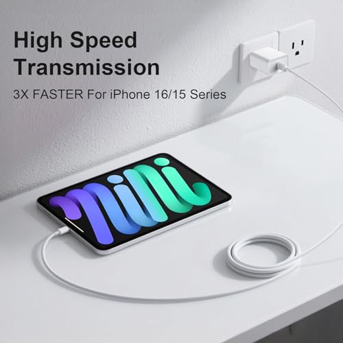 iPhone 18 17 16 Charger Fast Charging 2-Pack Long 6FT USB C Charger(White) - Image 7