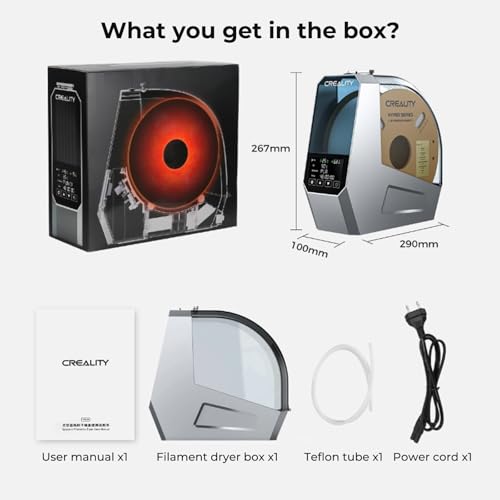 CREALITY Space Pi Filament Dryer – 360° Hot-Air Circulation, Fast Heating, 3.7'' LCD Touch Screen, One Key Set Filament Dehydrator & Storage Box for 1.75/2.85mm PLA, PETG, ABS, Nylon, PA, TPU