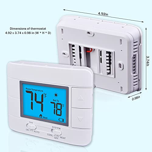 Aowel Non-Programmable Thermostat for Home & House, up to 1 Heat or 1 Cool