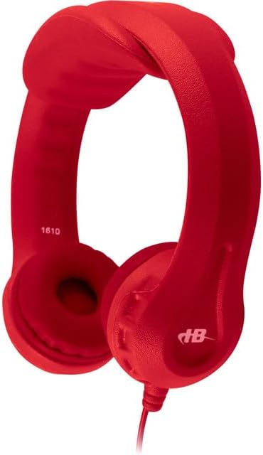 HamiltonBuhl Flex‑Phones Kids Foam Headphones 42‑Pack – Durable EVA Foam, Volume‑Limited 85 dB, Chew‑Resistant Dura‑Cord, Safe BPA‑Free Design for Classroom Use – Red
