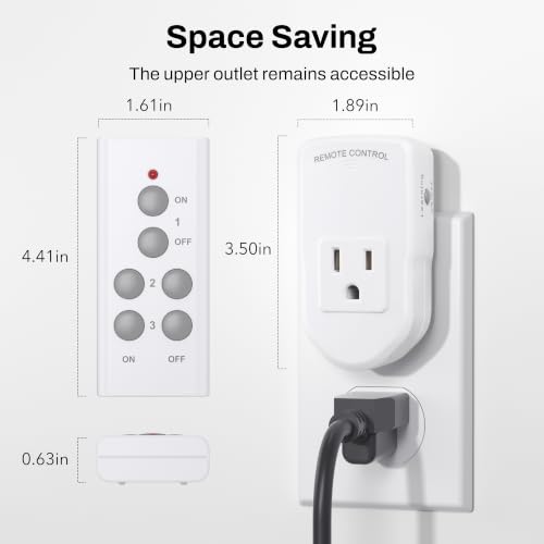 BN-LINK Wireless Remote Control Outlet Electrical Switch for Lights, Fans, Christmas Lights, Small Appliance, 100ft Long Range White 10A/1200W, 1 Remote + 1 Outlet, ETL & FCC Certified