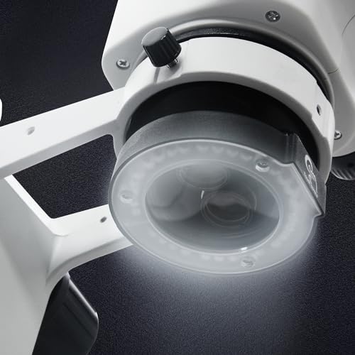 HengTianMei Stereo Microscope Touch Adjustable LED Ring Light Illuminator, for 7-45x Objective Lens Repair Microscope Light Source, USB Port