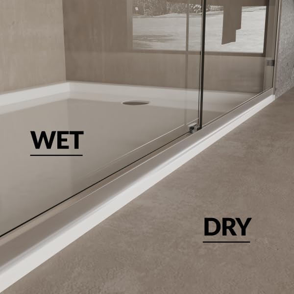 Semi-Frameless Shower Door 44-48" W x 72" H, Double Sliding Doors, Tempered Glass, Easy-Clean & Durable Bathroom Door with Hardware Kit