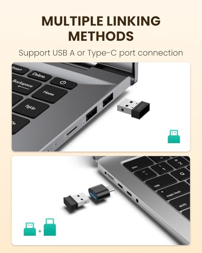 POJTK Wireless Rechargeable Ergonomic Mouse, Bluetooth+USB A+Type C(3 in 1) Connection, Up to 4800 DPI, 6 Silent Buttons, 2.4GHz Carpal Tunnel Vertical Mice, for Desktop,Laptop,MacBook-Black-Upgraded - Image 8