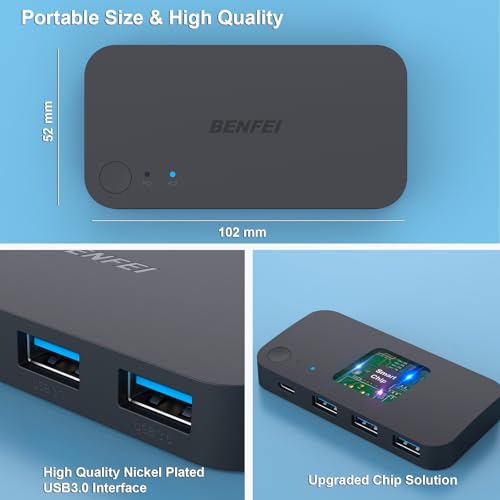 BENFEI USB 3.0 Switch, USB Switcher 2 Computers Share 3*USB 3.0 and 1*USB C with Remote Control for PC Mouse Keyboard Printer Scanner, USB KVM Switch Selector Compatible with Windows, Mac, Linux - Image 8