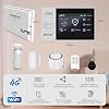 WiFi Wireless Alarm System for Home Security - 24/7 Protection Smart Home Devices 4.3" Touch Screen, GSM/4G+WiFi, App Instant Alerts, No Monthly Fee, Alexa Compatible for Villa, Kids Safety (8pcs)