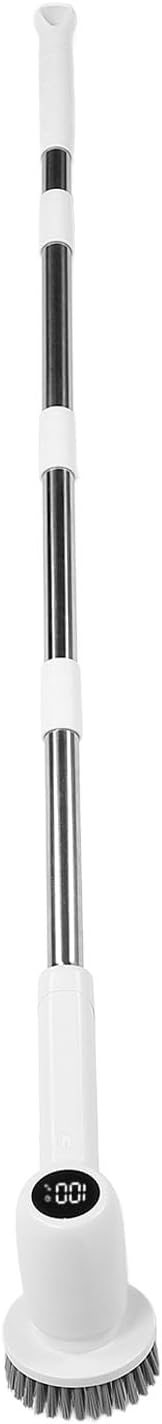 Electric Rotating Scrubber, Electric Cleaning Brush with Detachable Long Handle, Power Shower Scrubber, Multifunctional Cordless Electric Cleaning Brush for Bathroom