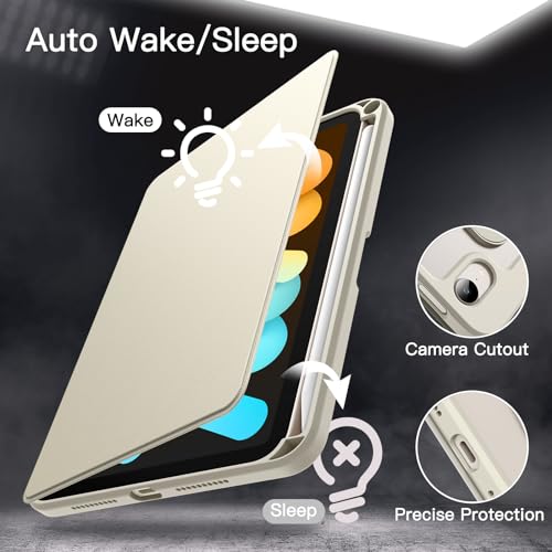 JETech 360° Rotating Case for iPad mini A17 Pro/6th Gen, Starlight - Image 7