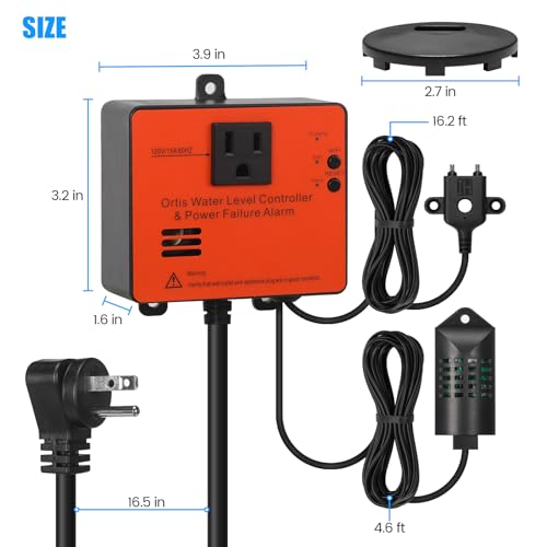 Ortis WiFi Power Failure & Water Leak Alarm, Real-Time Monitoring of Water Level, Temperature & Humidity, 110dB Siren with Flashing Light, APP Alerts, Ideal for Laundry Rooms & Basements