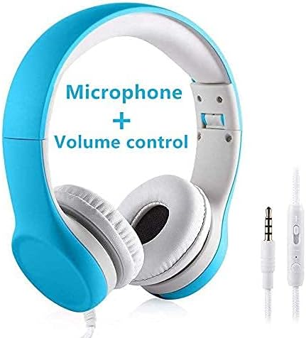 Kids Headphones with Cord, Toddler Headphones with Sharing Function, 85dB/93dB Safe Volume Limit, for Toddler Children Baby Boys Girls On-line Study, School, Travel use (Blue)