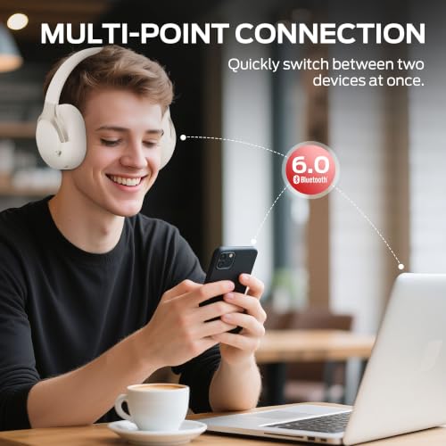 Oraolo Persona 5th ANC-Wireless Bluetooth Over-Ear Headphones with Microphone, 70H Playtime, Bluetooth 6.0, Comfortable and Foldable Design