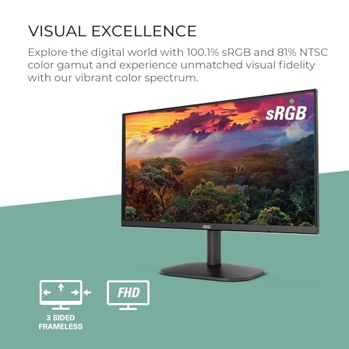 AOC 22B2HM2 22" Full HD (1920 x 1080) 100Hz LED Monitor, Adaptive Sync, VGA x 1, HDMI x 1, Flicker-Free, Low Blue Light, HDR Ready, VESA, Tilt Adjust, Earphone Out, Eco-Friendly