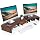 FITUEYES Dual Monitor Stand Riser, Adjustable Length and Angle, Brown