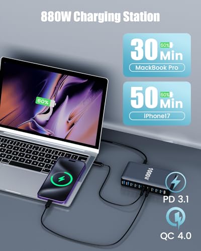 880W USB C Charger Block,10-Port USB C GaN Multiple | Charging & Power - Image 7