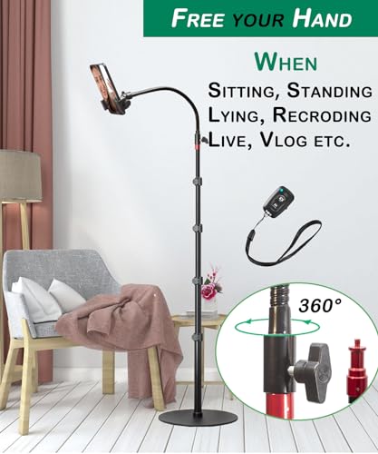 Tall Video Cell Phone Mount with Height Adjustable Stand, Heavy Base, 360 Head - Compatible with iPhone 16, 16 Pro Max, 16 Plus, 15, 14, 13 - Image 7