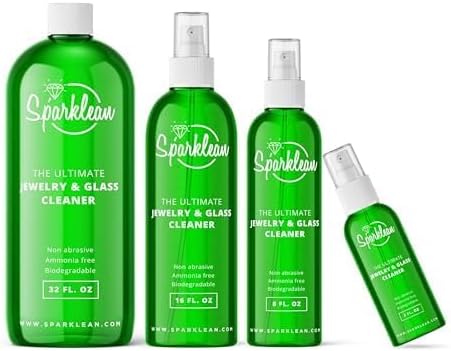 SPARKLEAN Jewelry & Glass Cleaner Spray (2 Oz) - Biodegradable, Ammonia-Free Solution for Gold, Silver & Diamond Rings - Safe for All Metals & Gemstones - Eco-Friendly - Travel Size