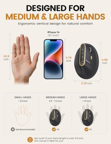 SABLUTE MAM4 Ergonomic Wireless Vertical Mouse for Medium & Large Hands - Image 7