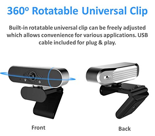Webcam 1080P HD with Microphone & Privacy Cover, USB Web Cam with Live Streaming HD Video for Mac, PC, Computer and Laptop, Wide Angle Lens 1080P Web Camera with 360 Degree Flexible Mount